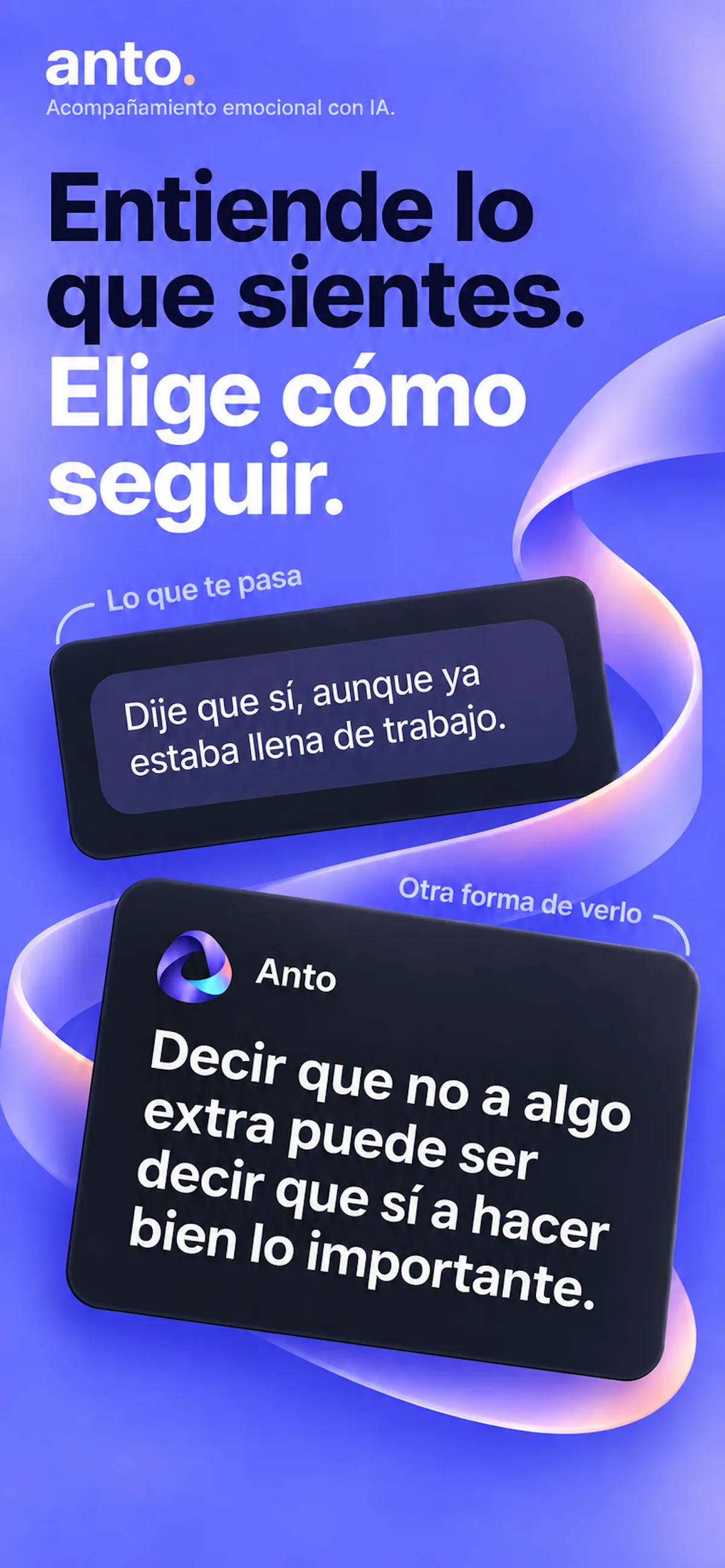 Anto: App de acompañamiento emocional: escribes y sales con un paso concreto