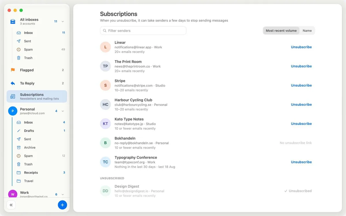Captura de pantalla de bytemail (3 de 3)