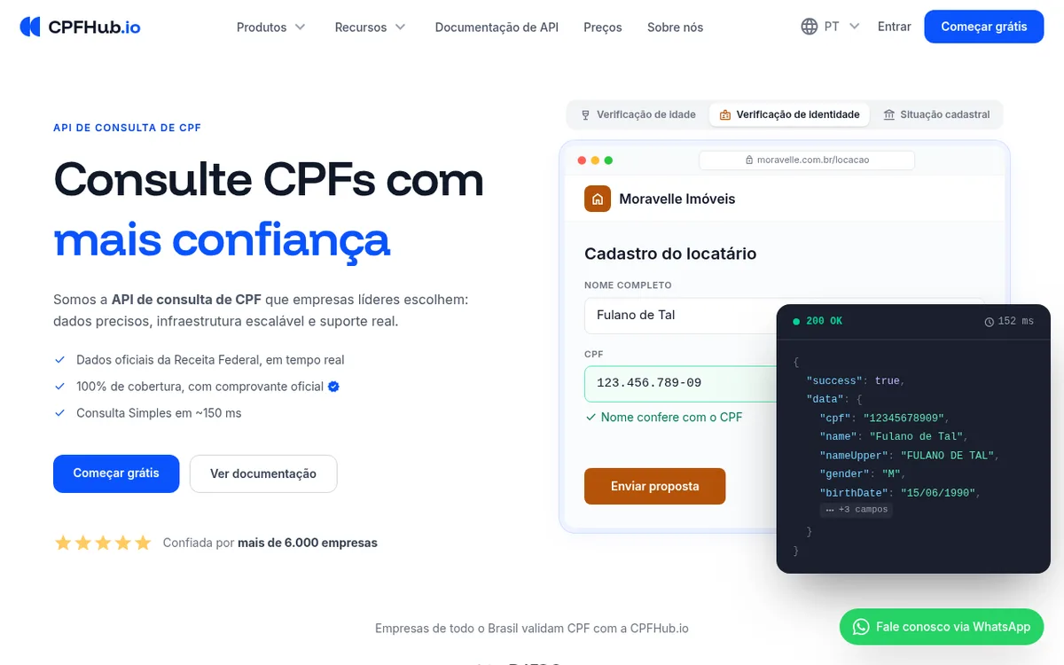 CPFHub.io: API de consulta de CPF brasileño con servidor MCP para agentes de IA