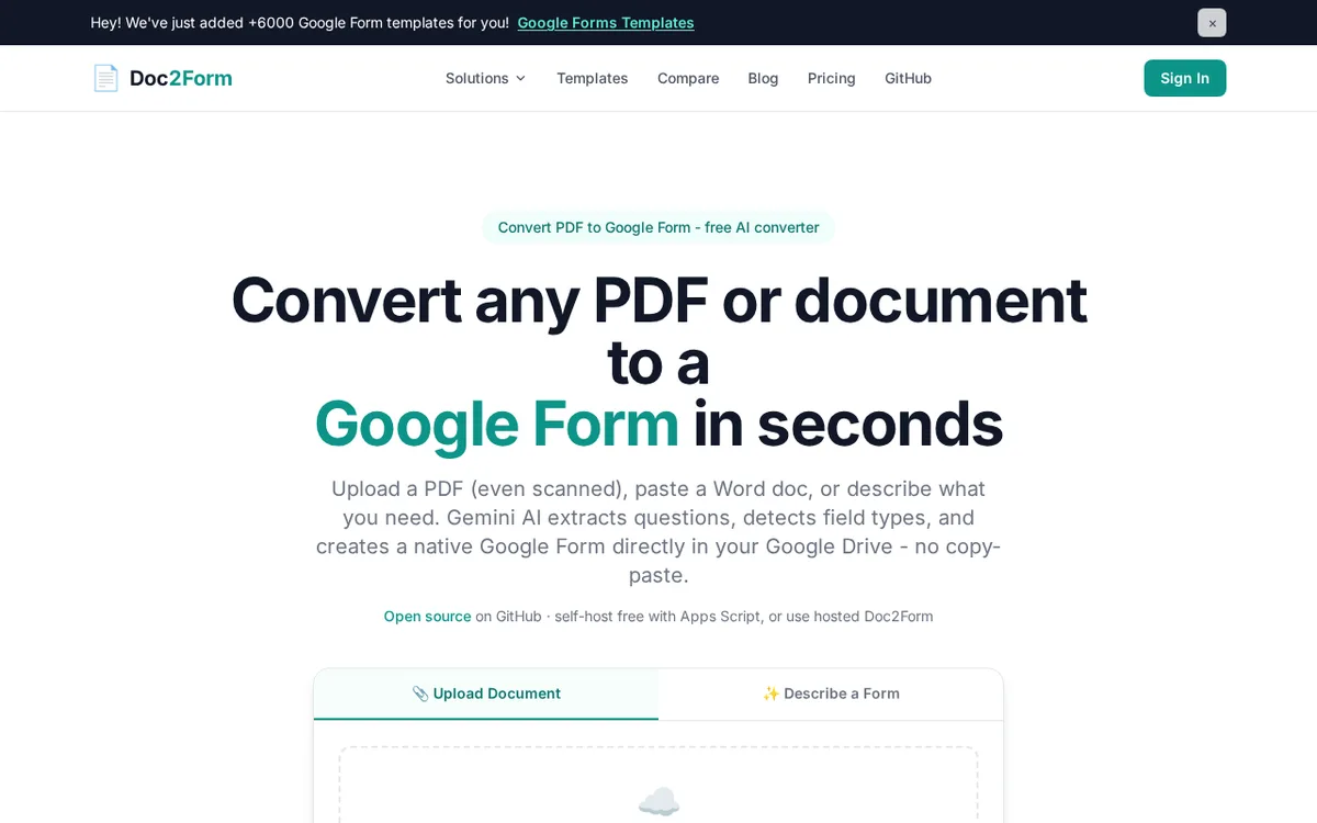 Doc2Form: Convierte cualquier PDF o documento Word en un Google Form con IA