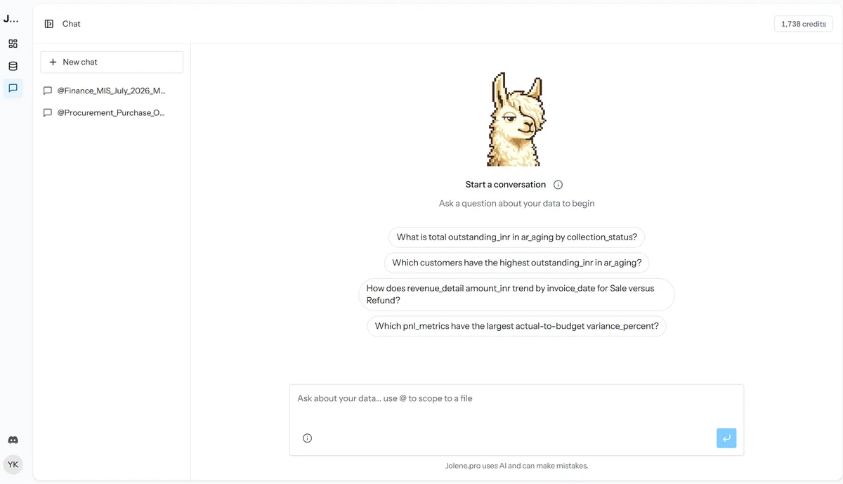 Jolene.pro: Haz preguntas a partir de hojas de cálculo desordenadas.