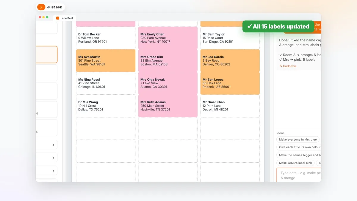 LabelPeel: Etiquetas desde Excel y Google Sheets, sin combinar correspondencia