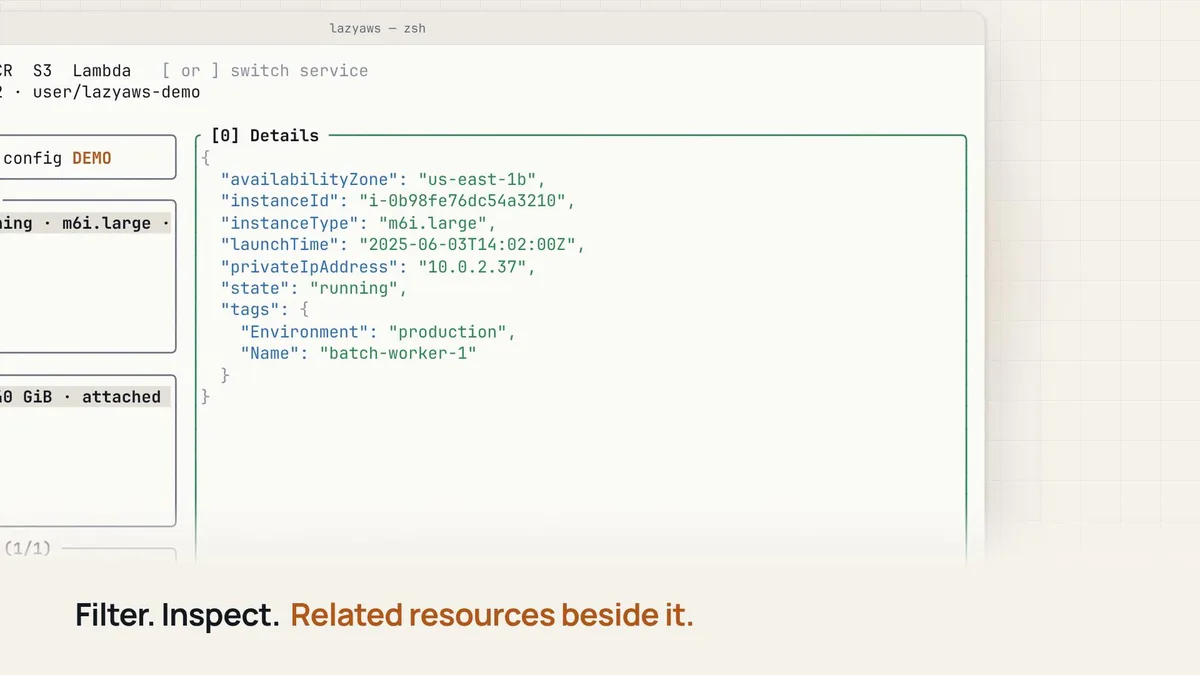 Captura de pantalla de Lazy AWS (2 de 3)