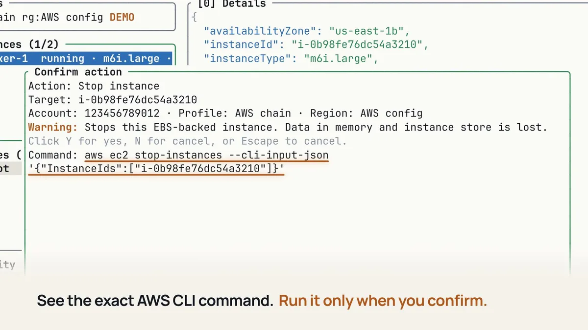 Captura de pantalla de Lazy AWS (3 de 3)