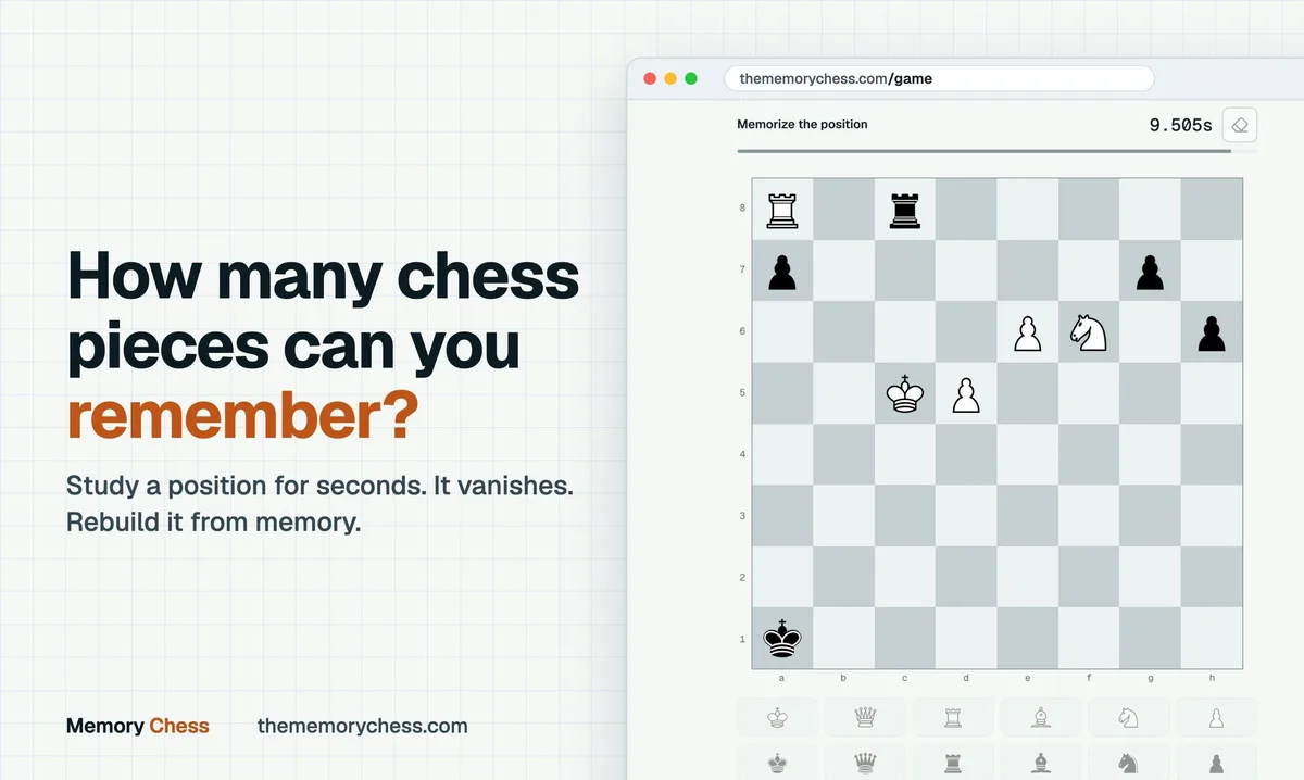 Memory Chess: Memoriza posiciones de ajedrez y reconstruye el tablero desde cero