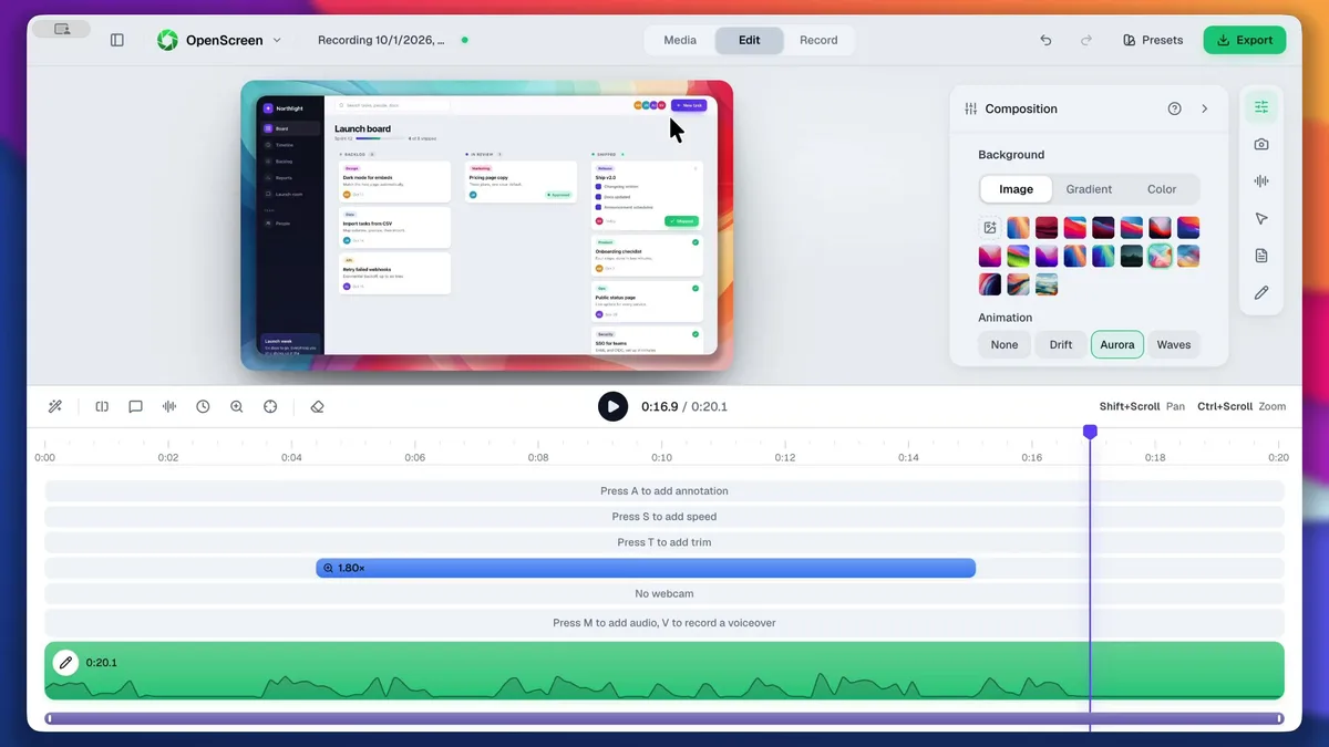 Captura de pantalla de OpenScreen 2 (2 de 3)