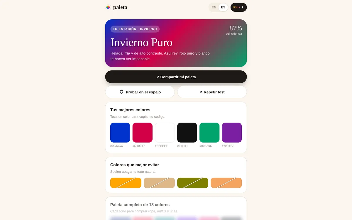 Paleta: Descubre tu estación de color en 60 segundos, gratis