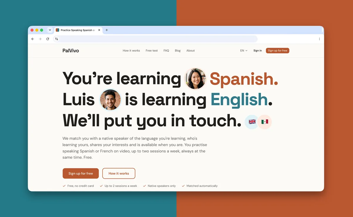 PalVivo: App gratuita de intercambio de idiomas: inglés, francés y español