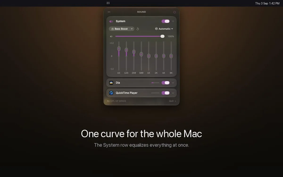 SOUND: Control total del audio en tu Mac: ecualizador, volumen y salida independiente para cada app