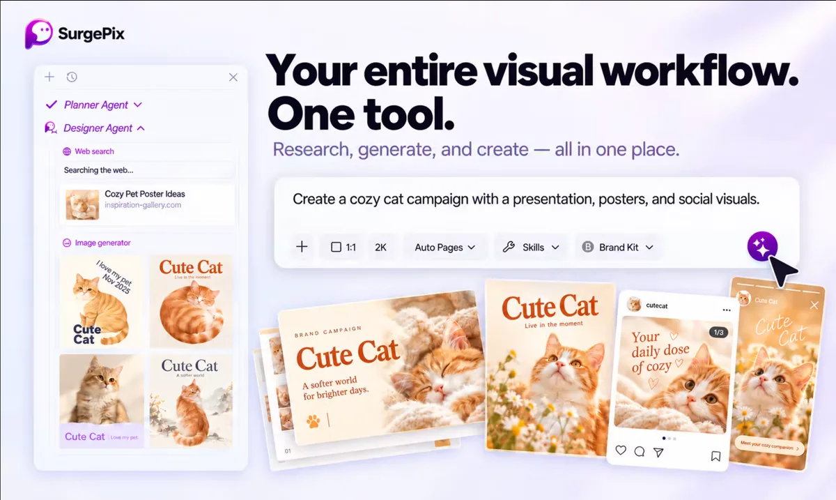 SurgePix: Genera imágenes, presentaciones, carruseles y pósteres con IA